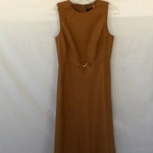 J Crew Sleeveless Linen Midi Dress Tobacco Sz 4